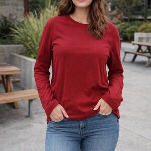 Venezia Jeans Plus Size 18 Red 100% Cotton Long Sleeve Tee
